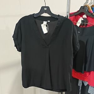 Gap Black V-Neck Women's Tunic Style Top Large